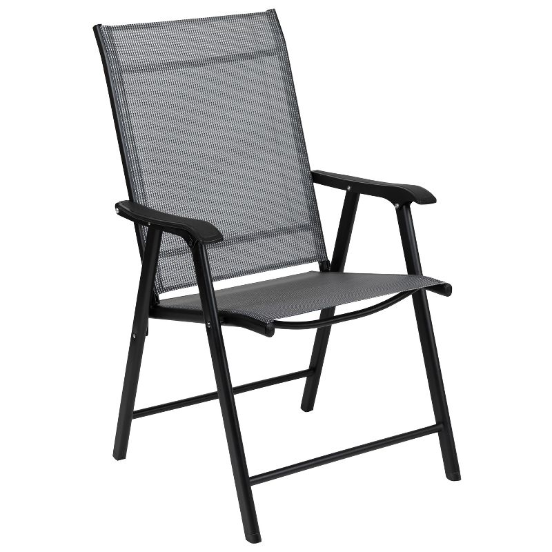 Flash Furniture Black Outdoor Folding Patio Sling Chair (2 Pack), 4 of 14