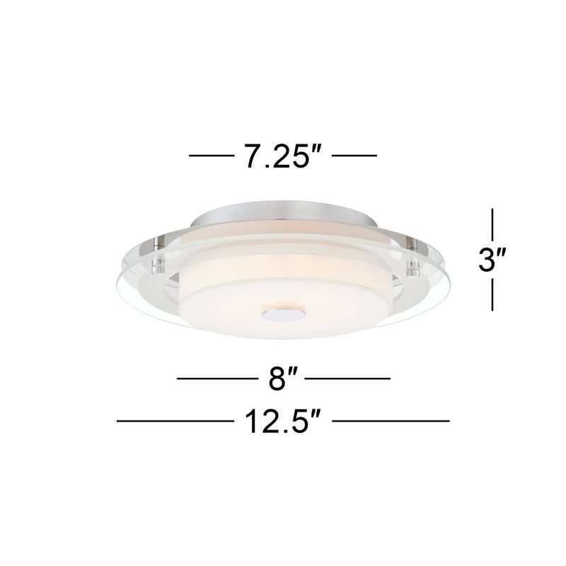 Possini Euro Design Clarival Modern Ceiling Light Flush Mount Fixture 12 1/2" Wide Chrome Dimmable LED Clear Ring White Acrylic Diffuser for Bedroom, 4 of 9