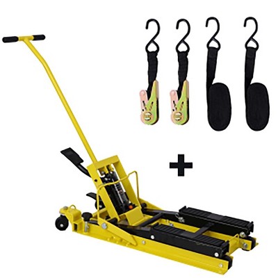 Hydraulic Motorcycle Lift Jack, 1500 LBS Capacity ATV Scissor Lift Jack Hoist Stand with 4 Wheels, Foot-Operated Floor Jack for Motorcycle Powersports
