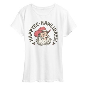 Women's - Instant Message - Happyee Hawlidays Short Sleeve Graphic T-Shirt - 1 of 4