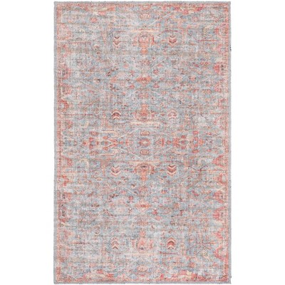 Blue Rectangular Flat Woven Washable Synthetic Rug