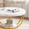 Lirago 31.69" Round Coffee Table 2 Tier Modern Wooden Cocktail Table with Metal Base for Living Room Office Sturdy and Elegant Design White - 4 of 4