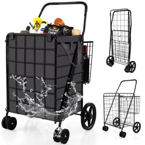 Tangkula Shopping Cart w/ Oxford Liner Folding Grocery Cart w/ Universal Front Wheels 32 Gal Large Capacity - 1 of 4