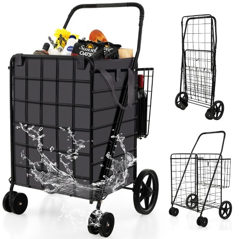 Tangkula Shopping Cart w/ Oxford Liner Folding Grocery Cart w/ Universal Front Wheels 32 Gal Large Capacity - image 1 of 4