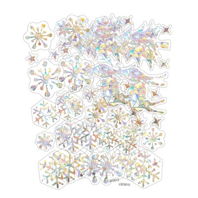 Unique Bargains Christmas Snowflake Window Clings 2 Piece Polyvinyl Chloride Colorful 11.8"x7.9" 1 Set