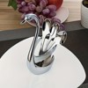 Attop 1pc Elegant Stainless Steel Swan-Shaped Cutlery Holder & Decorative Plate - Modern Novelty Design with Heart-Shaped Swan Neck & Spherical Base - 4 of 4
