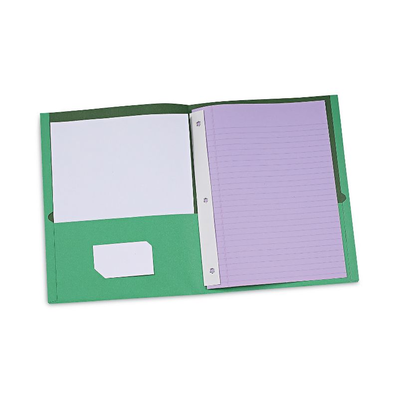 Universal Two-Pocket Portfolios w/Tang Fasteners 11 x 8-1/2 Green 25/Box 57117, 4 of 9
