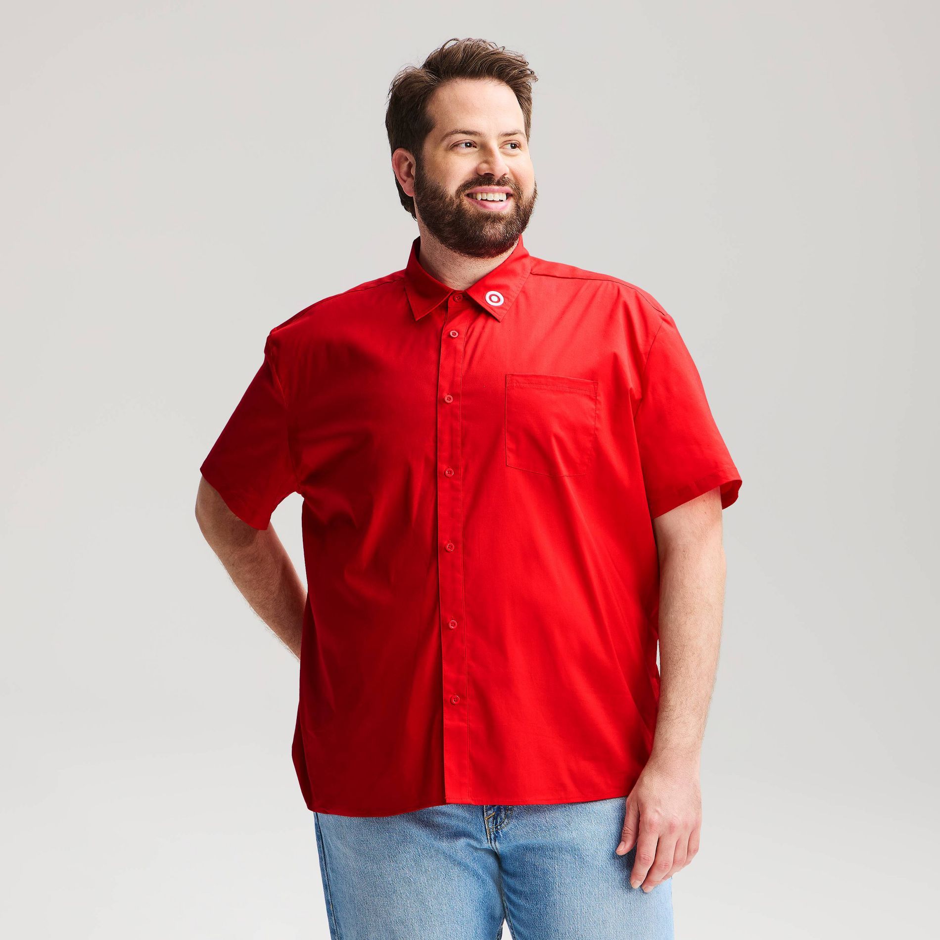 Men's Collection186 Short Sleeve Logo Button-Up Shirt - Target Branded Red M