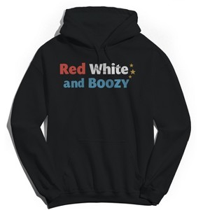 Rerun Island Men's Red White And Boozy Golden Star Americana 4Th Of July Long Sleeve Graphic Cotton Sweatshirt Hoodie - 1 of 4