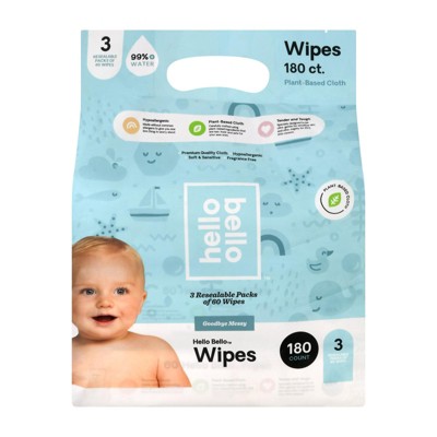 Photo 1 of *BAG HAS 3 PACKS OF WIPES*
Hello Bello Baby Wipes 3 Pack - 180 ct