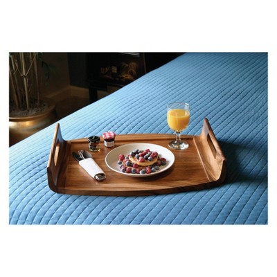 Acacia Wood Reversible Serving and Bed Tray with Handles