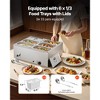 VEVOR Commercial Food Warmer, 1500W Electric Stainless Steel Steam Food Warmer with Lid, 6-Pan Fast Heating Countertop Buffet Bain Marie, Silver - 4 of 4