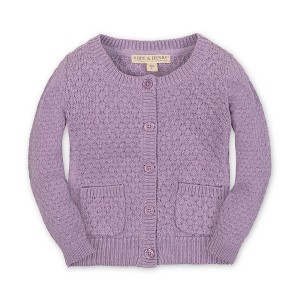 Girls' Organic Long Sleeve Textured Cardigan Sweater, Kids - 1 of 3