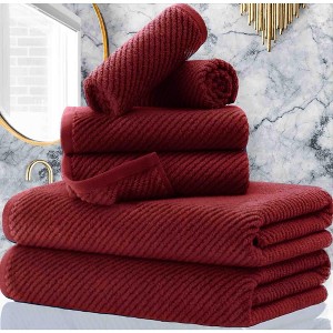 BAGOKIE 6 Piece Cotton Absorbent Luxury Lightweight Towel Set - 1 of 4
