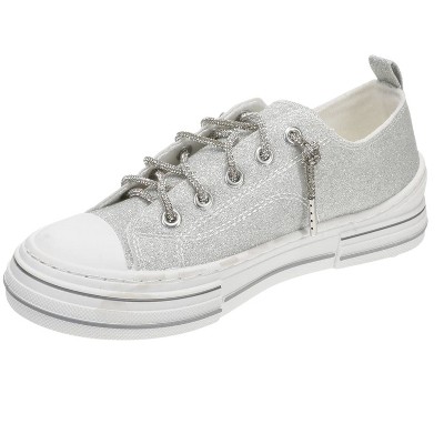 Женские кроссовки Very G Womens Aman Glitter 2 Lace Up Canvas Sneaker, Silver (8) — фото 4