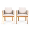 Ridstar 2-Piece Set of Rosewood Outdoor Dining Chairs with Mixed-Colour White Rope Handles & Washable Waterproof Cushions-Beige - 2 of 4