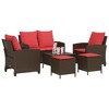 vidaXL 6 Piece Patio Sofa Set with Cushions Brown Poly Rattan - 4 of 4