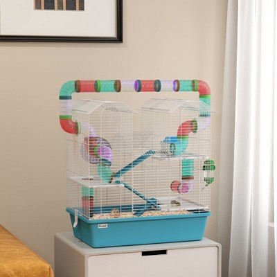 Large Light Blue Hamster and Gerbil Cage with Tubes and Accessories