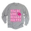 Simply Sage Market You're Like Really Pretty Lips Garment Dyed Long Sleeve - XL - Grey - 2 of 4