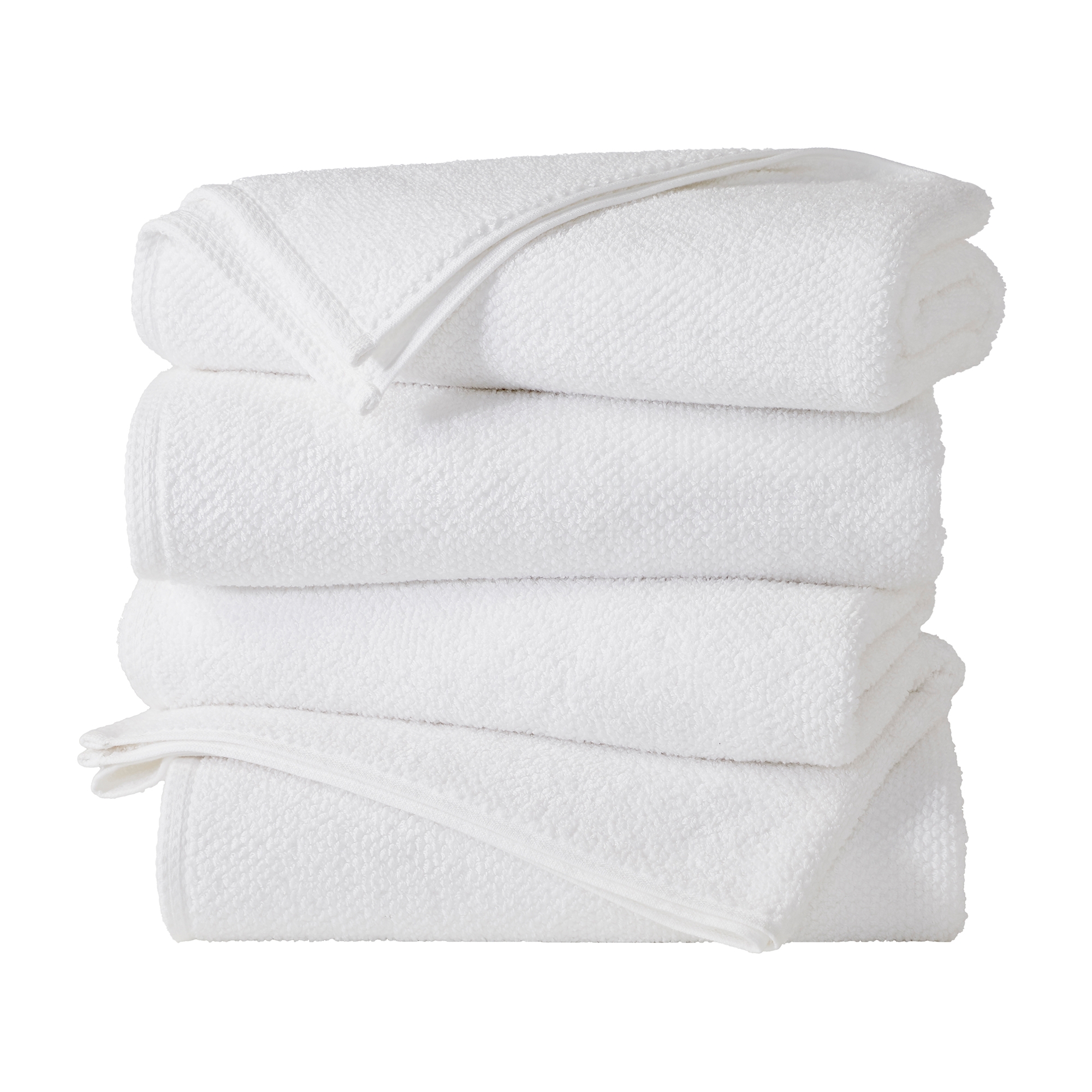 Cotton Quick Dry Loop Textured Bath Towel - Great Bay Home (Optic White, Bath Towel - Set of 4)