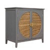 Crete Rattan Accent Storage Cabinet with 2 Rattan Doors,Semicircular Shape Doors Natural Storage Cabinet With 1 Adjustable Inner Shelves-Maison Boucle - 4 of 4