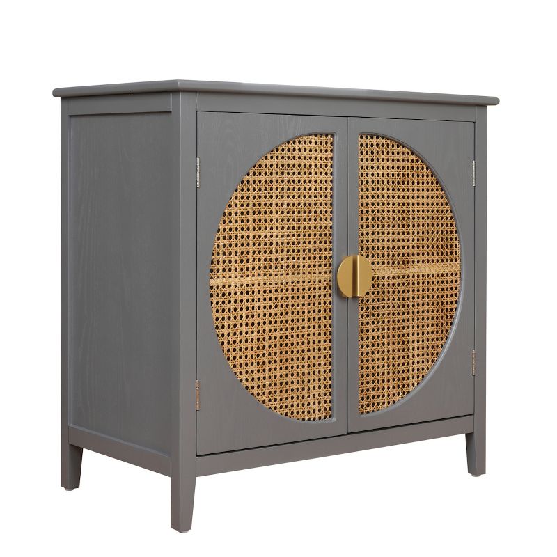 Crete Rattan Accent Storage Cabinet with 2 Rattan Doors,Semicircular Shape Doors Natural Storage Cabinet With 1 Adjustable Inner Shelves-Maison Boucle, 4 of 10