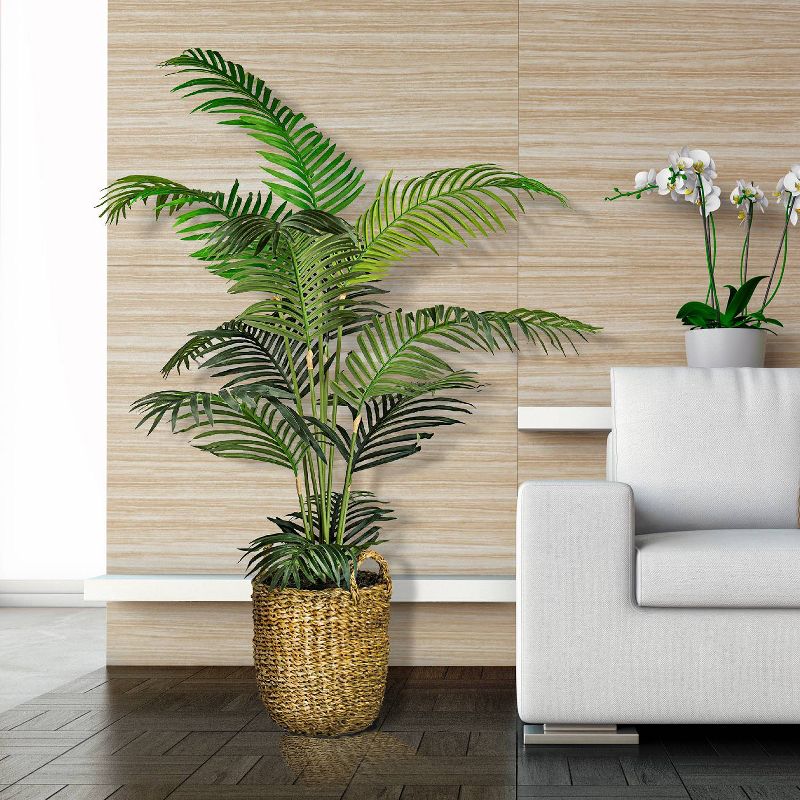60&#34; x 36&#34; Artificial Areca Palm in Basket with Handles - LCG Florals, 5 of 12