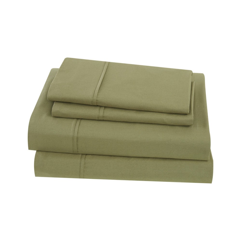 Photos - Bed Linen Full Classic Cotton Solid Sheet Set Olive - Brooklyn Loom