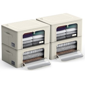 Sorbus 4 Pack Small Foldable Storage Box - Metal Frame, Oxford Fabric, Large Window & Handles - Organization for Bedroom, Linens & Clothes - 1 of 4