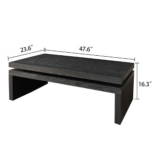 CAVINAS Farmhouse 2-Tier Solid Wood Coffee Table for Living Room,Retro Rectangular Center Table,Living Room Furniture,Black - 1 of 3