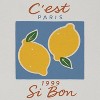 Rerun Island Women's Cest Paris 1999 Si Bon Short Sleeve Graphic Cotton Baby Tee - Cloud Dancer L - 2 of 4