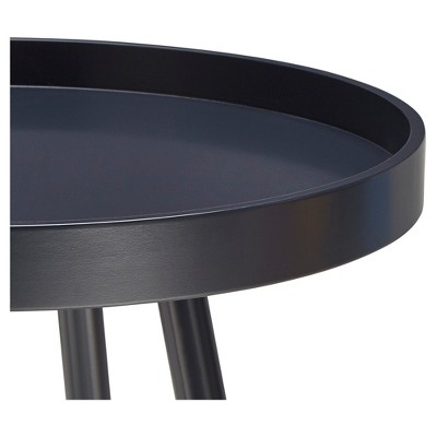 Black and Natural Round Metal Tray Top Accent Table