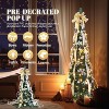 VINGLI 6ft Pop Up Pre-lit Artificial Christmas Tree, 150 Warm White Lights, Gold & Silver, Metal Stand - 3 of 4