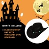 Underwraps Costumes Cowboy Hat With Turquoise Oval Gem Band Adult Costume Accessory|Black - 4 of 4