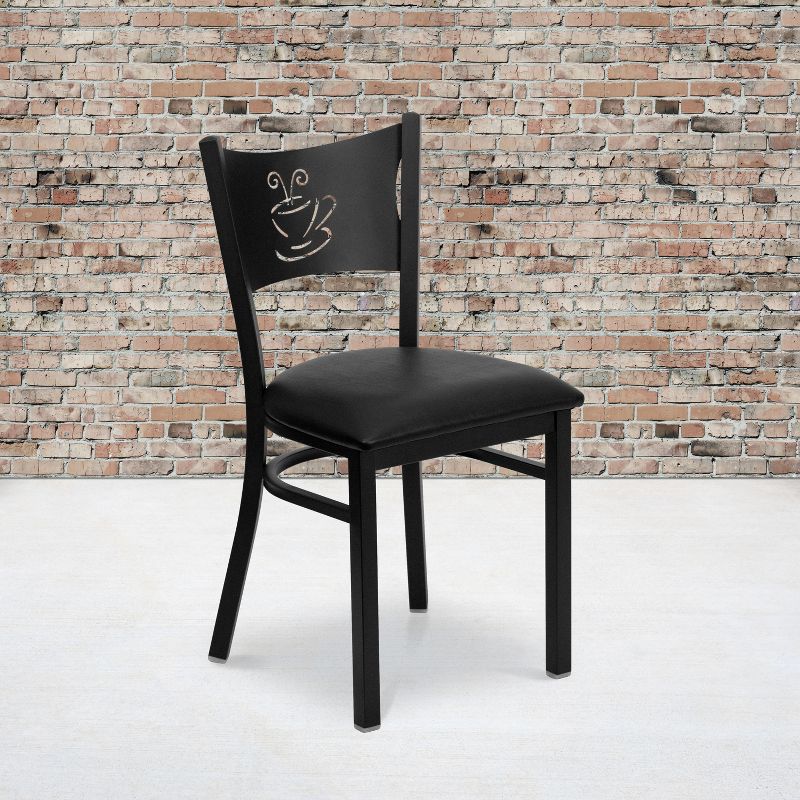 Emma and Oliver 2 Pack Coffee Back Metal Restaurant Chair, 2 of 7