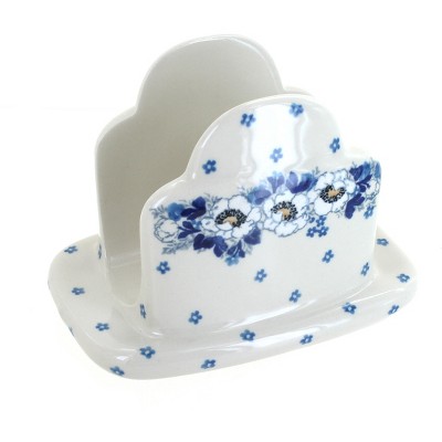 Blue Rose Polish Pottery Georgia Blue Napkin Holder