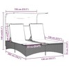 vidaXL Double Sun Lounger Canopy - Poly Rattan Outdoor Patio Recliner, Black with Cream Cushions - 3 of 4