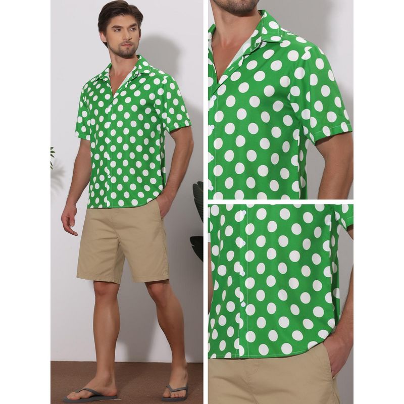 Lars Amadeus Men's Summer Polka Dots Short Sleeves Button Down Dress Shirts, 5 of 6
