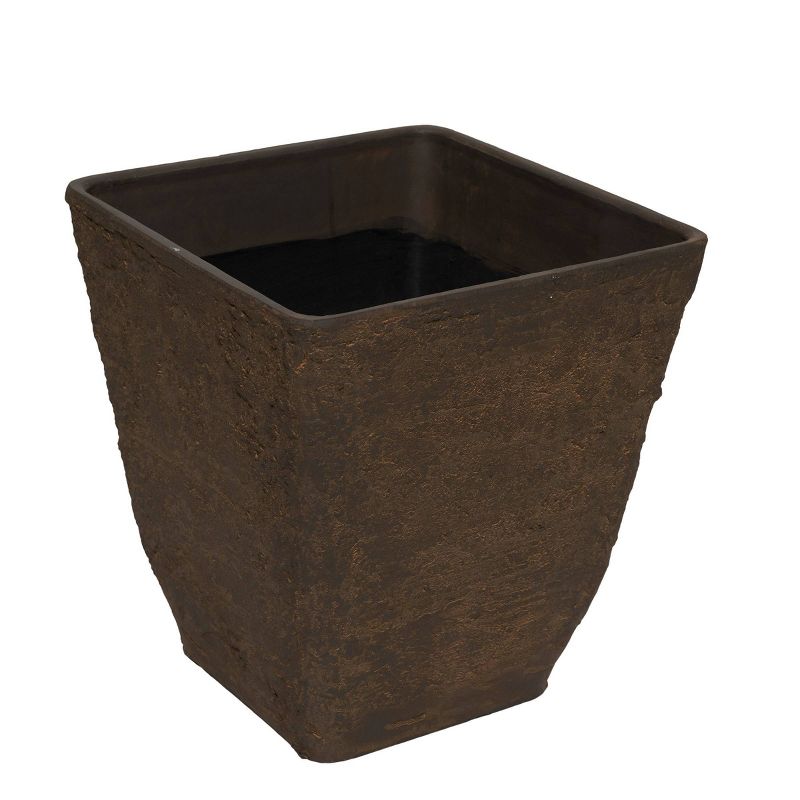 Set of 2 Resin Indoor/Outdoor Squared Planters Brown - Alpine Corporation, 3 of 7