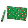 American Greetings 30" 25 sq ft Metallized Peanuts Snoopy And Woodstock on Green Gift Wrap - 2 of 3