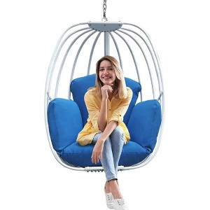Aluminum Egg Chair; Hanging Swing Chair with Thickness Cushion for Indoor; Outdoor; Garden; Patio - 1 of 4