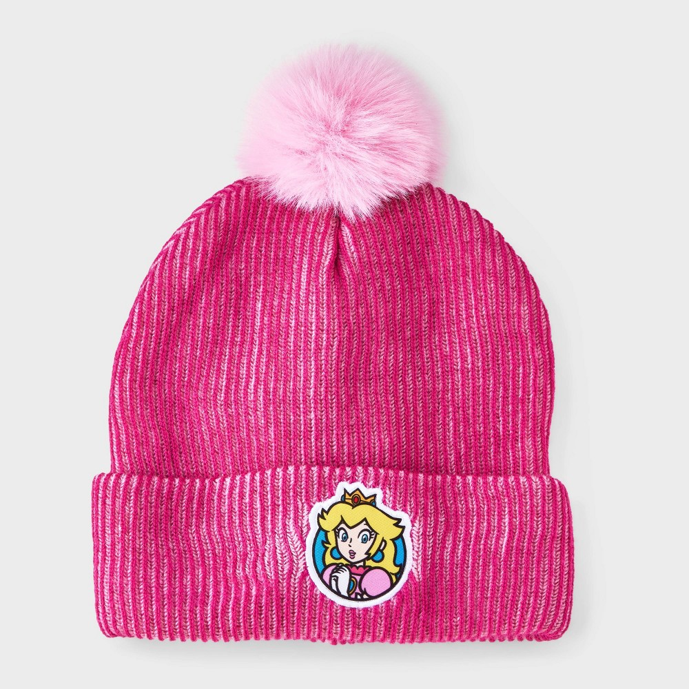 Girls' Nintendo Princess Peach Pom Beanie - Pink