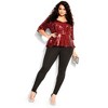 Women's Plus Size Sequin Puff Top - crimson | CITY CHIC - 2 of 4