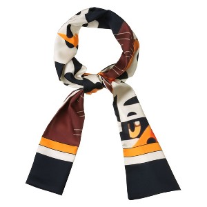 Allegra K Women's Graffiti Polka Dot Stripe Skinny Wrap Hairband Neck Scarves Neckerchief - 1 of 4