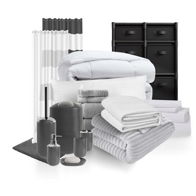 Nestl 20 PC Complete College Dorm Room Twin XL Bedding Bundle, Bed in a Bag Comforter Set