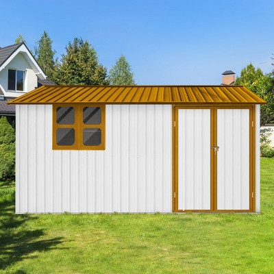 Coolbibila-10Ftx12Ft Storage Sheds, Metal Sheds With Waterproof Roofs And Durable Metal Frame, Tool Sheds With Lockable Doors And Window