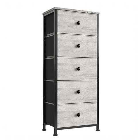 Costway 5 Drawer Dresser Fabric Storage Tower Organizer Unit Sturdy Steel  Frame