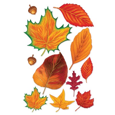 Beistle Fall Leaf Cutouts, 2.25"-12", (44 Pcs/Pkg) Multicolored