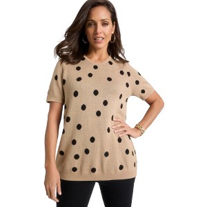 Jessica London Women's Plus Size Fine Gauge Crewneck Shell - 1 of 4