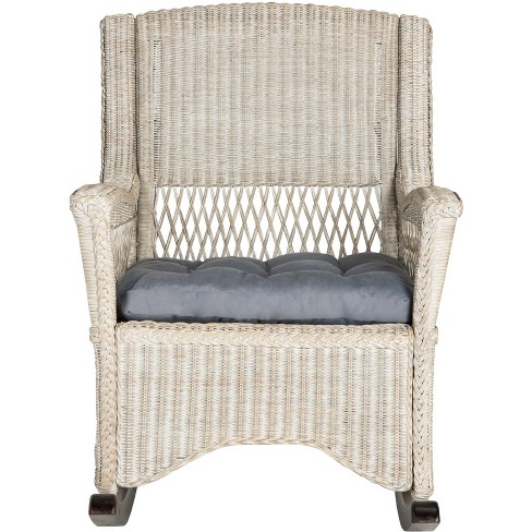 Jonathan Y Swayze Bohemian Farmhouse Woven Rattan/wood Rocking Chair,  Cushion With Frame : Target